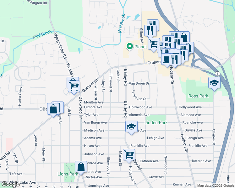 map of restaurants, bars, coffee shops, grocery stores, and more near 3319 Caleb Street in Cuyahoga Falls