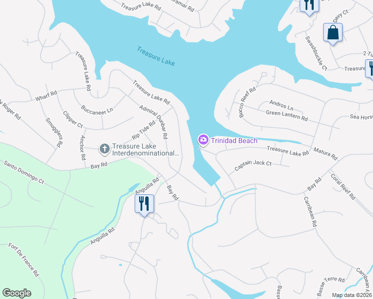 map of restaurants, bars, coffee shops, grocery stores, and more near 17045 Treasure Lake Road in DuBois