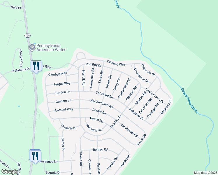 map of restaurants, bars, coffee shops, grocery stores, and more near 4129 Devon Drive in Tobyhanna