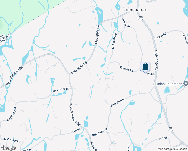 map of restaurants, bars, coffee shops, grocery stores, and more near 43 Apple Valley Road in Stamford