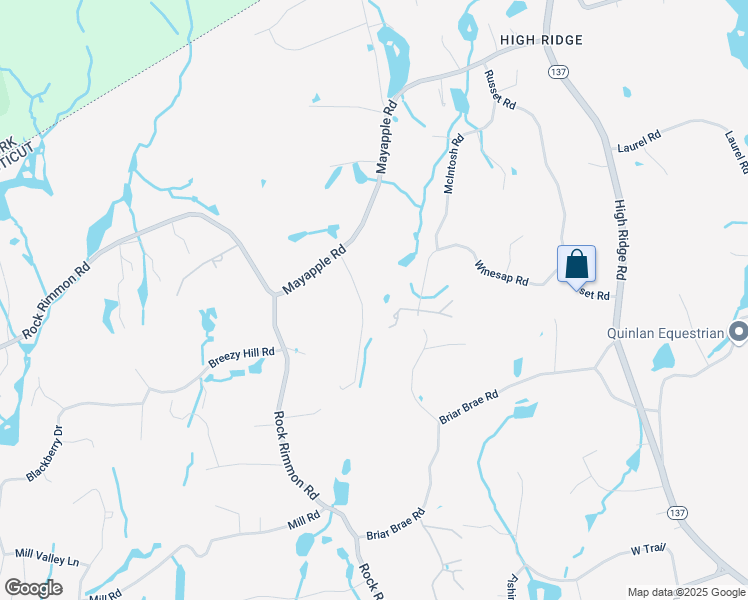map of restaurants, bars, coffee shops, grocery stores, and more near 43 Apple Valley Road in Stamford