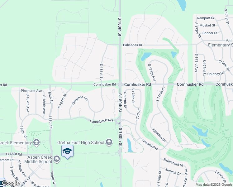 map of restaurants, bars, coffee shops, grocery stores, and more near 10016 South 179th Street in Omaha