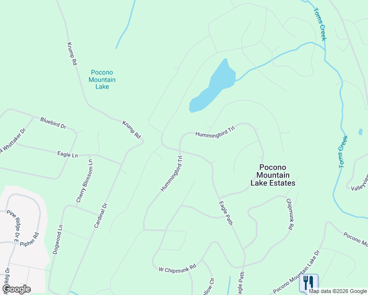 map of restaurants, bars, coffee shops, grocery stores, and more near Hummingbird Trail in Pike County