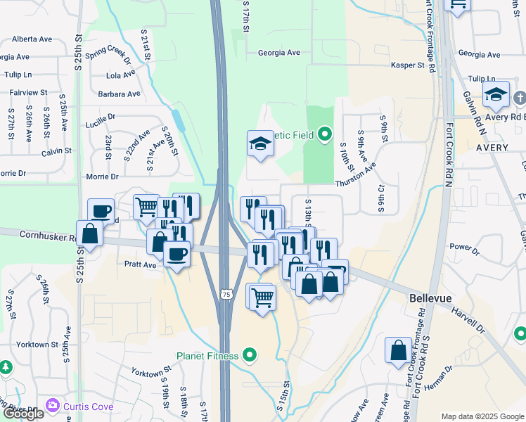 map of restaurants, bars, coffee shops, grocery stores, and more near 1511 Gregg Road in Bellevue