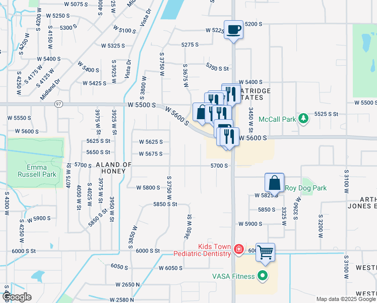 map of restaurants, bars, coffee shops, grocery stores, and more near 5664 South 3700 West in Roy