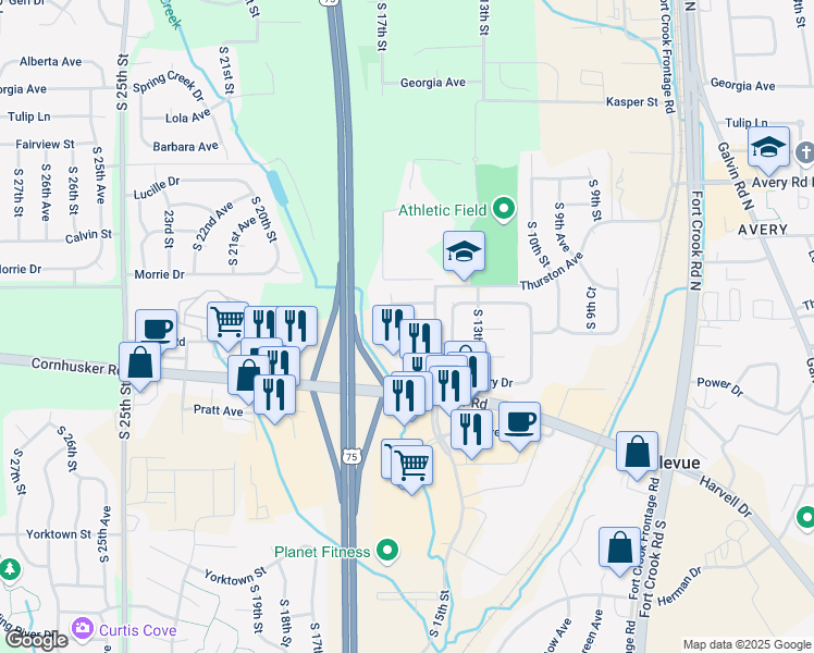 map of restaurants, bars, coffee shops, grocery stores, and more near 1511 Gregg Road in Bellevue