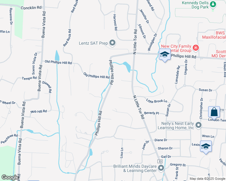 map of restaurants, bars, coffee shops, grocery stores, and more near 281 Phillips Hill Road in New City