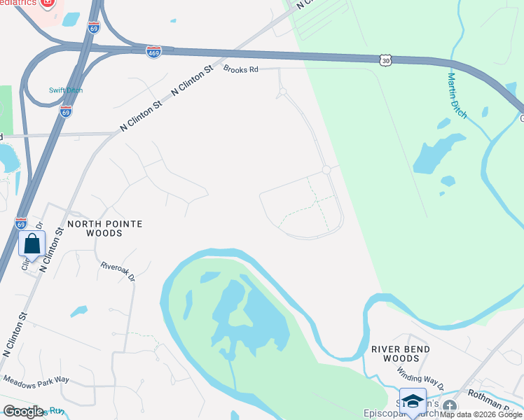 map of restaurants, bars, coffee shops, grocery stores, and more near 9218 North Clinton Street in Fort Wayne