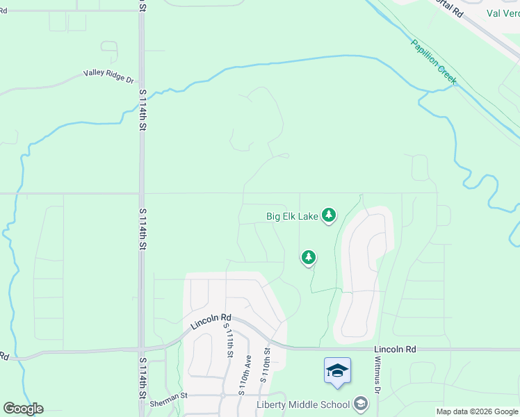 map of restaurants, bars, coffee shops, grocery stores, and more near 11094 Cornhusker Road in La Vista