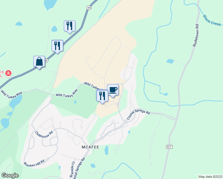 map of restaurants, bars, coffee shops, grocery stores, and more near 1 Wild Turkey Way in Hamburg