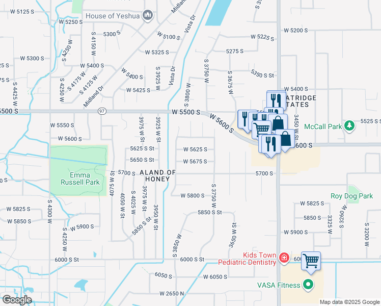 map of restaurants, bars, coffee shops, grocery stores, and more near 3809 West 5625 South in Roy