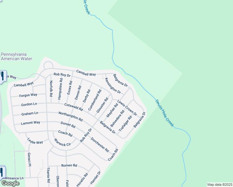 map of restaurants, bars, coffee shops, grocery stores, and more near 1134 Kensington Drive in Tobyhanna