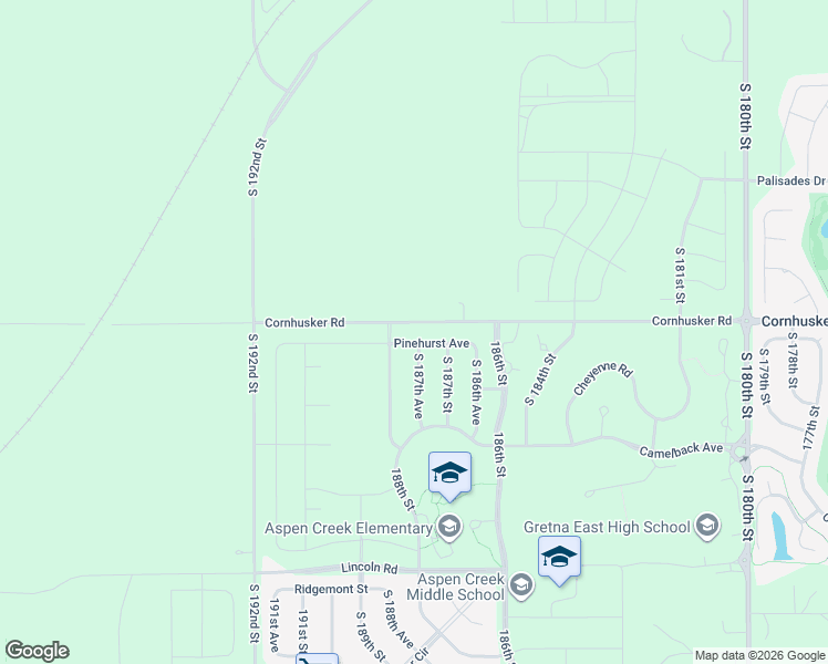 map of restaurants, bars, coffee shops, grocery stores, and more near 18840 Cornhusker Road in Omaha