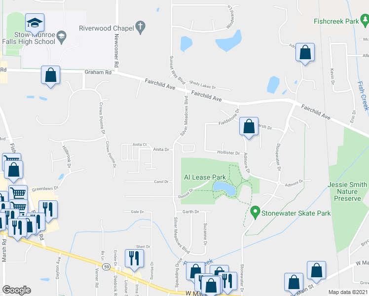 map of restaurants, bars, coffee shops, grocery stores, and more near 931 Silver Meadows Boulevard in Kent