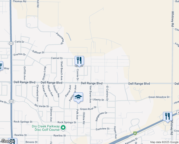 map of restaurants, bars, coffee shops, grocery stores, and more near 4716 Van Buren Avenue in Cheyenne
