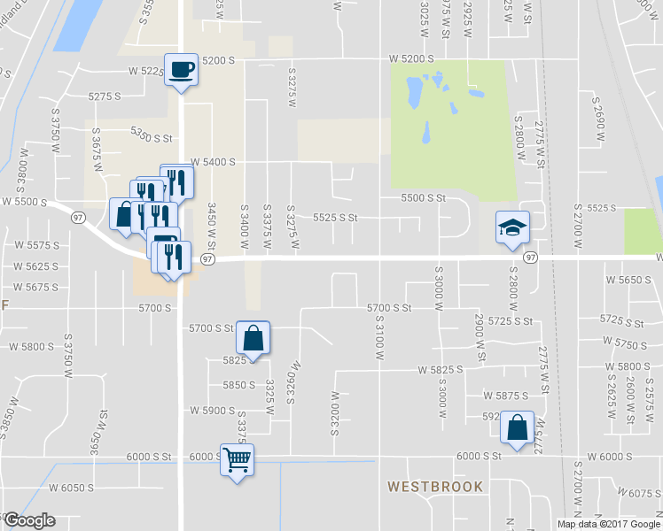 map of restaurants, bars, coffee shops, grocery stores, and more near 3196 West 5625 South in Roy