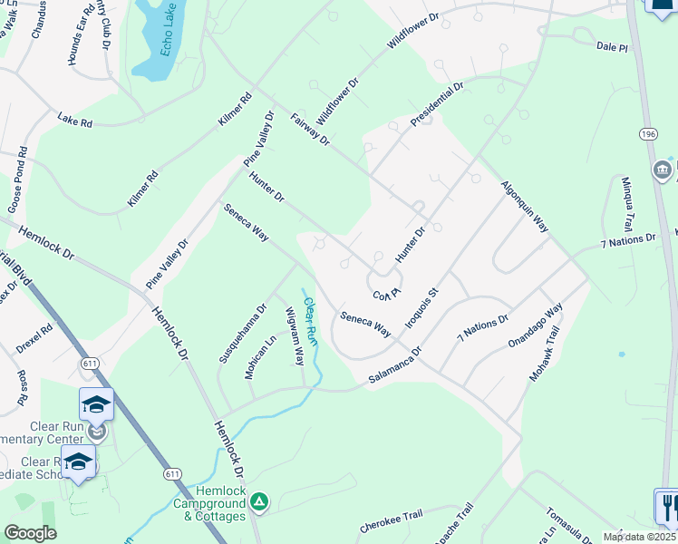 map of restaurants, bars, coffee shops, grocery stores, and more near 3111 Beaver Drive in Tobyhanna