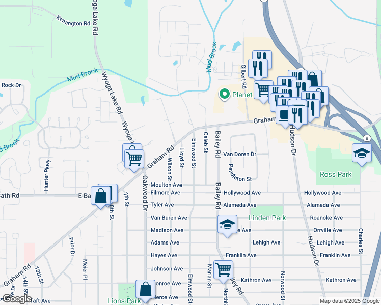 map of restaurants, bars, coffee shops, grocery stores, and more near 3390 Elmwood Street in Cuyahoga Falls