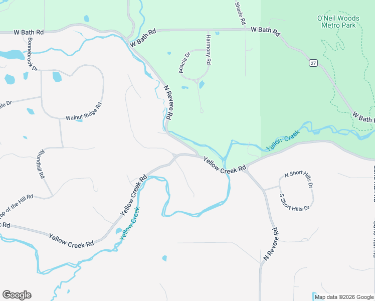 map of restaurants, bars, coffee shops, grocery stores, and more near 2615 Yellow Creek Road in Akron