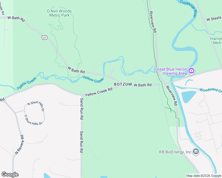 map of restaurants, bars, coffee shops, grocery stores, and more near 2125 Yellow Creek Road in Akron