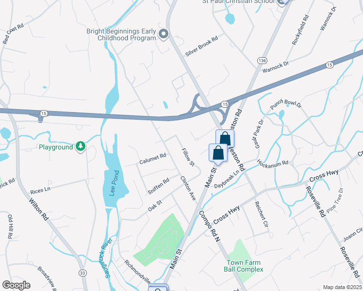 map of restaurants, bars, coffee shops, grocery stores, and more near 26 Fillow Street in Westport