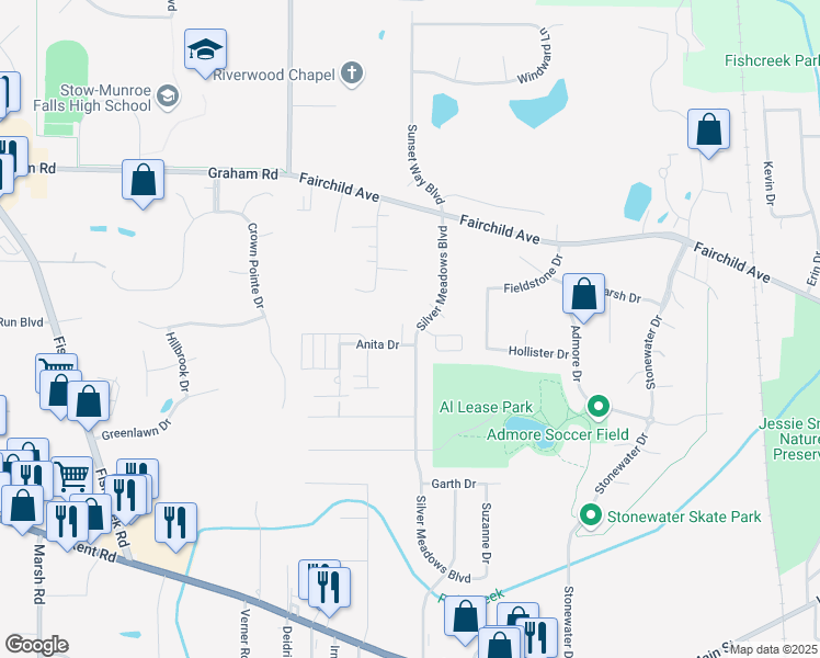 map of restaurants, bars, coffee shops, grocery stores, and more near 1220 Spruce Court in Kent