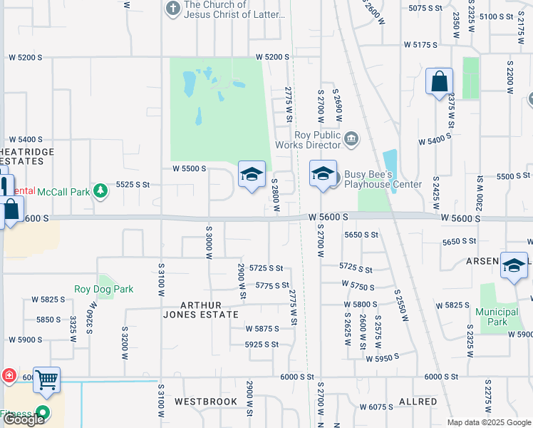 map of restaurants, bars, coffee shops, grocery stores, and more near 2843 West 5600 South in Roy