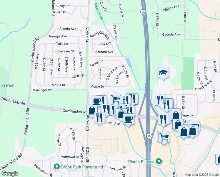 map of restaurants, bars, coffee shops, grocery stores, and more near 2109 Morrie Drive in Bellevue
