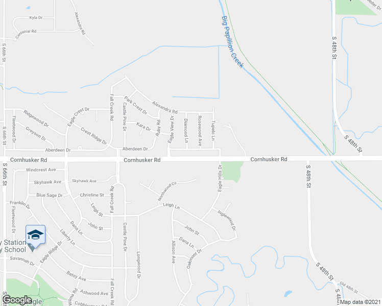 map of restaurants, bars, coffee shops, grocery stores, and more near 2505 Aberdeen Drive in Papillion