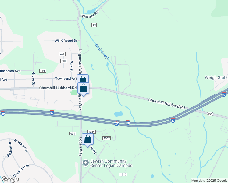 map of restaurants, bars, coffee shops, grocery stores, and more near 1445-1455 Churchill Hubbard Road in Hubbard