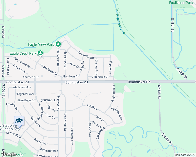 map of restaurants, bars, coffee shops, grocery stores, and more near 2505 Aberdeen Drive in Papillion