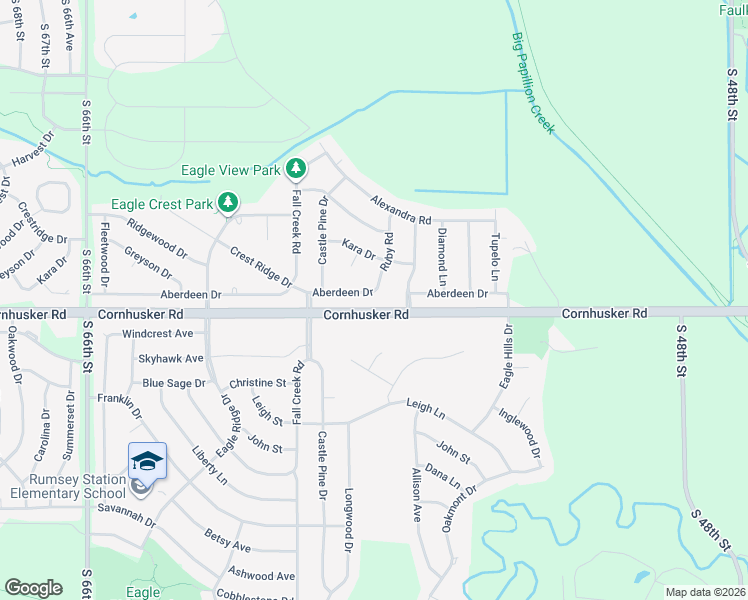 map of restaurants, bars, coffee shops, grocery stores, and more near 2307 Aberdeen Drive in Papillion