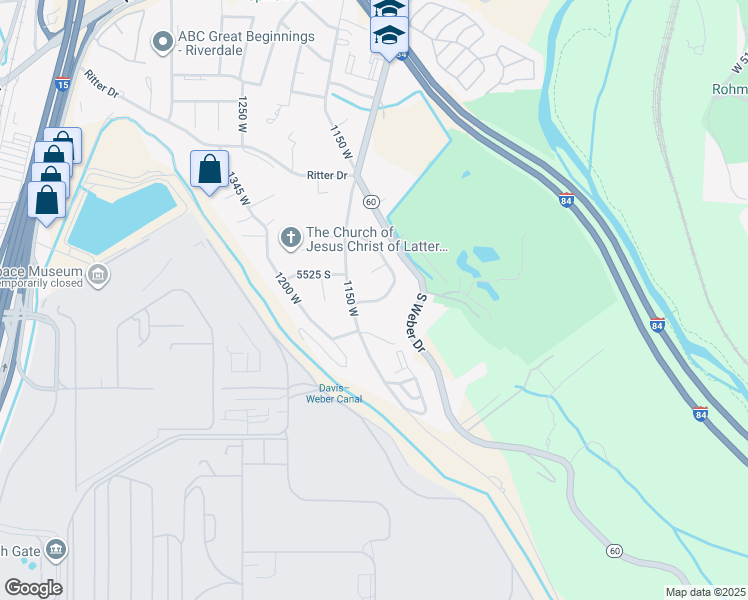 map of restaurants, bars, coffee shops, grocery stores, and more near 1112 5575 South in Riverdale