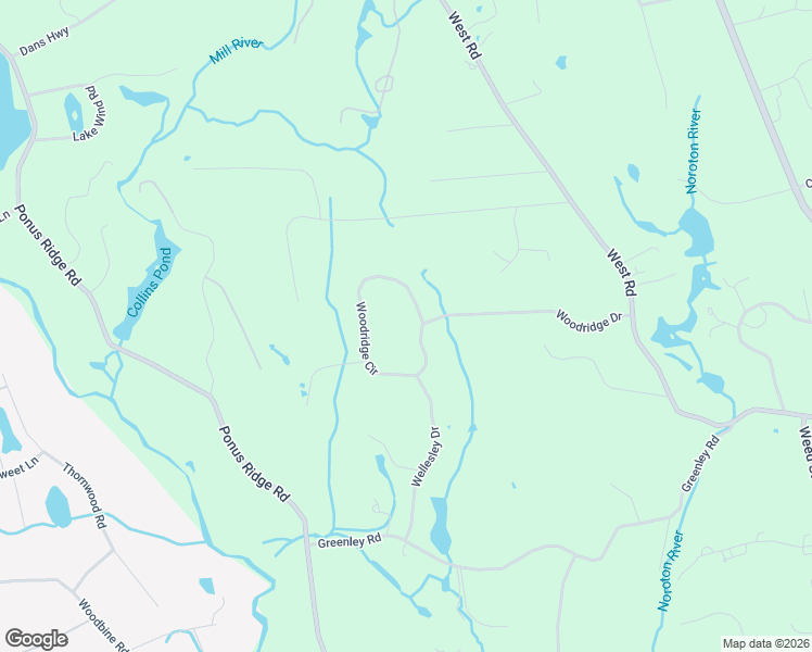 map of restaurants, bars, coffee shops, grocery stores, and more near 4 Woodridge Circle in New Canaan