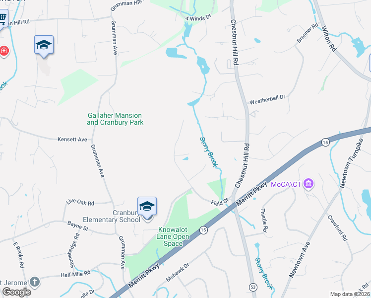 map of restaurants, bars, coffee shops, grocery stores, and more near 56 Field Street in Norwalk