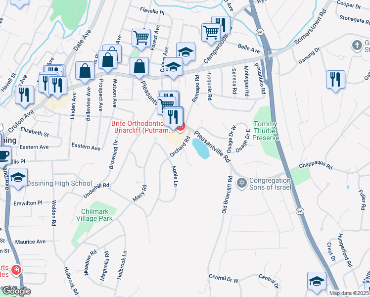 map of restaurants, bars, coffee shops, grocery stores, and more near in Ossining