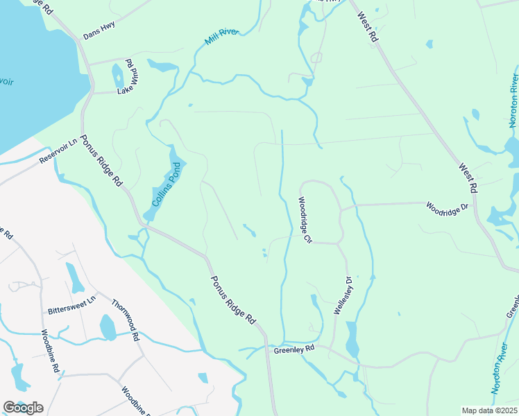 map of restaurants, bars, coffee shops, grocery stores, and more near 319 West Hills Road in New Canaan