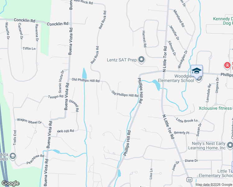 map of restaurants, bars, coffee shops, grocery stores, and more near 40 Old Phillips Hill Road in New City