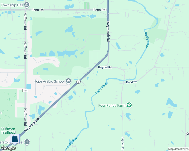 map of restaurants, bars, coffee shops, grocery stores, and more near 4107 Weymouth Road in Medina