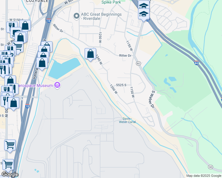 map of restaurants, bars, coffee shops, grocery stores, and more near 5529 1200 West in Ogden