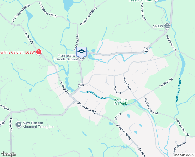 map of restaurants, bars, coffee shops, grocery stores, and more near 157 Old Kings Highway in Wilton