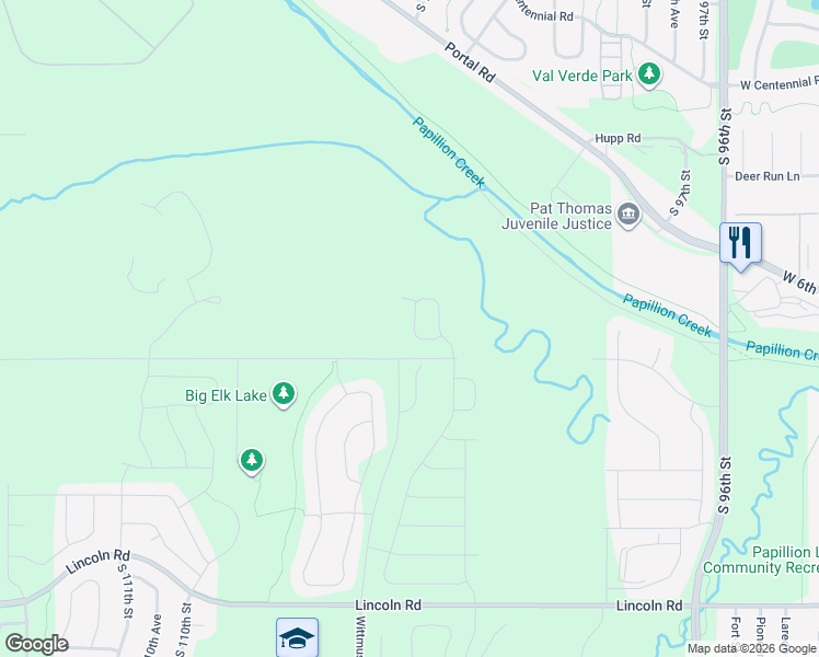 map of restaurants, bars, coffee shops, grocery stores, and more near 10508 Windward Avenue in La Vista