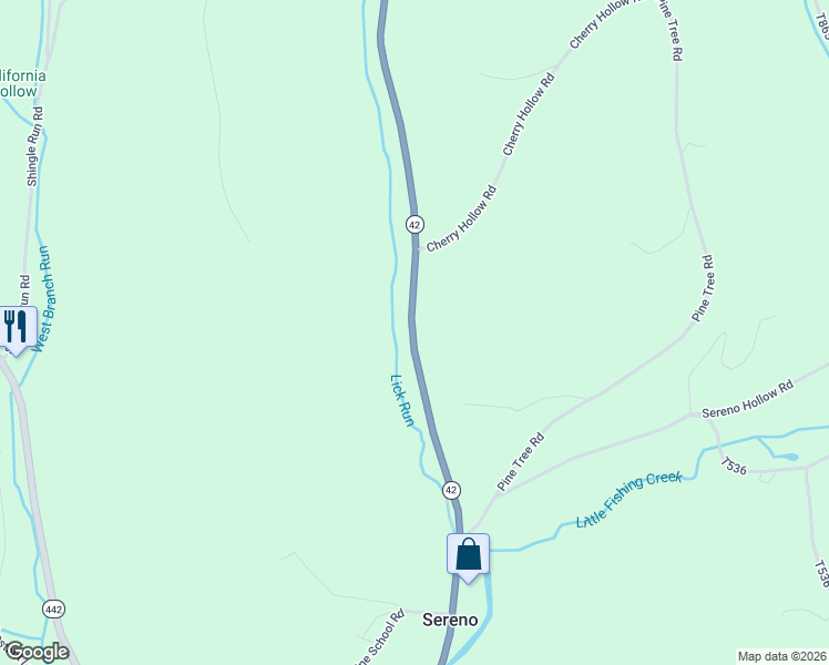 map of restaurants, bars, coffee shops, grocery stores, and more near Highway 42 in Millville