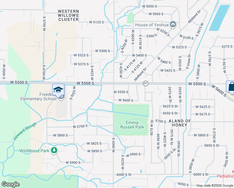 map of restaurants, bars, coffee shops, grocery stores, and more near 4293 West 5550 South in Roy