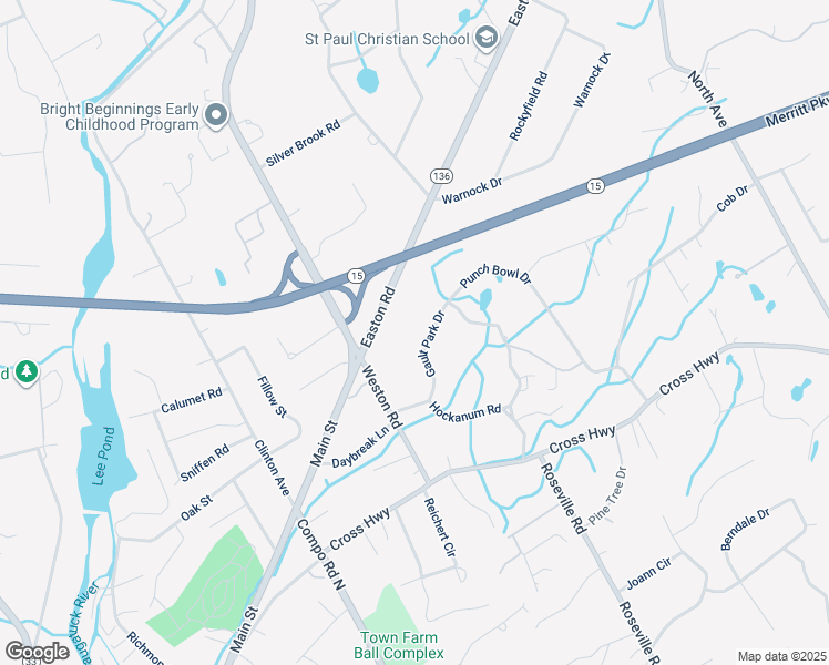 map of restaurants, bars, coffee shops, grocery stores, and more near 11 Gault Park Drive in Westport