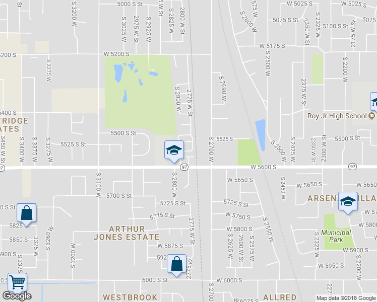 map of restaurants, bars, coffee shops, grocery stores, and more near 2778 West 5550 South in Roy