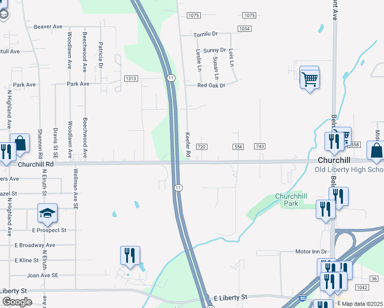 map of restaurants, bars, coffee shops, grocery stores, and more near 830 Golf Avenue in Girard