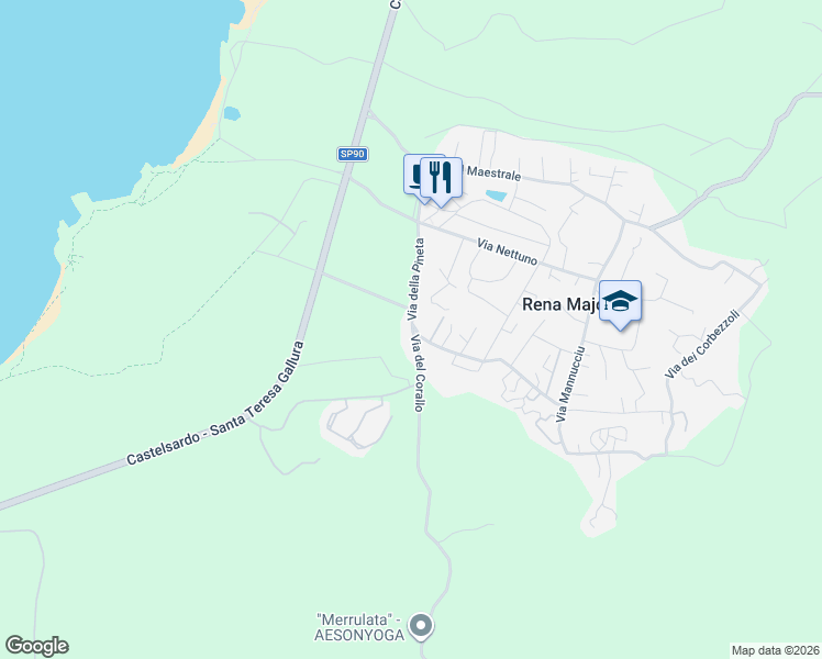 map of restaurants, bars, coffee shops, grocery stores, and more near 2 Via del Corallo in Rena Majore