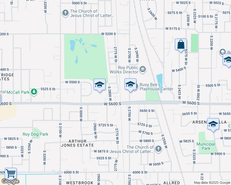 map of restaurants, bars, coffee shops, grocery stores, and more near 2789 West 5525 South in Roy