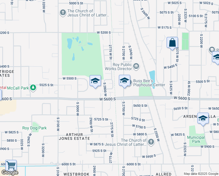 map of restaurants, bars, coffee shops, grocery stores, and more near 2789 West 5525 South in Roy
